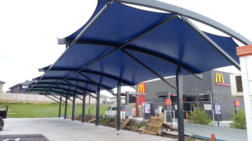 PVC Barrel Canopy over vaccum bays ata car wash